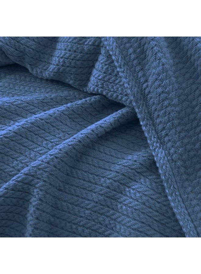 Relax Premium Egyptian Cotton Orchid Throw Blanket Ultra Soft And Lightweight With Elegant Woven Design King Size 255 × 225 cm Perfect For Bed Sofa And Couch Indigo Color - Image 2
